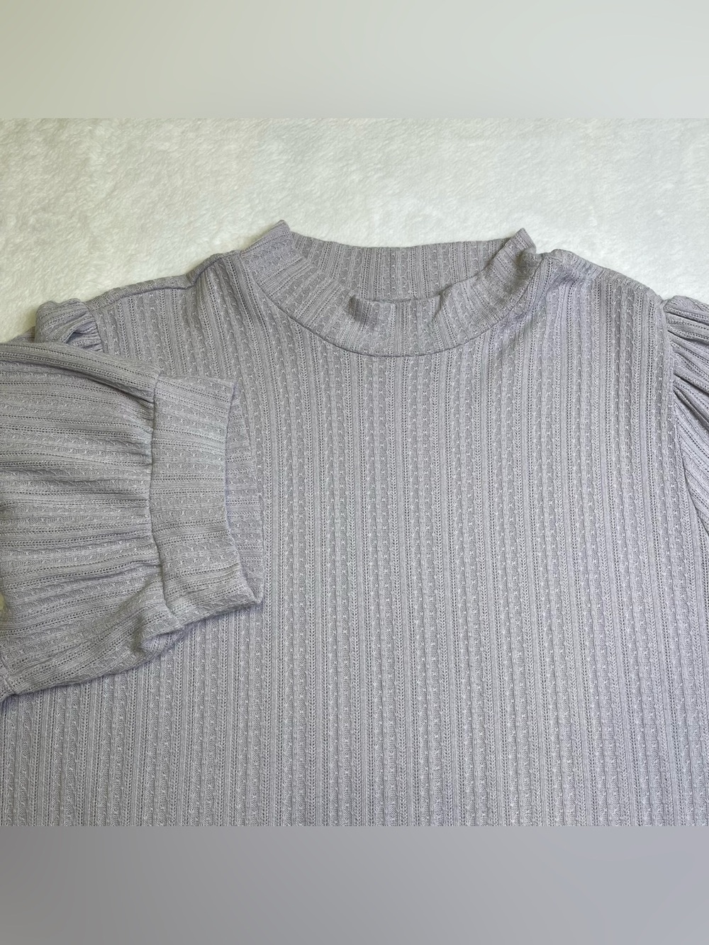 Maurices Women Size 1 / 1X Lilac Purple Ribbed Mock Neck Puff Sleeve Top
